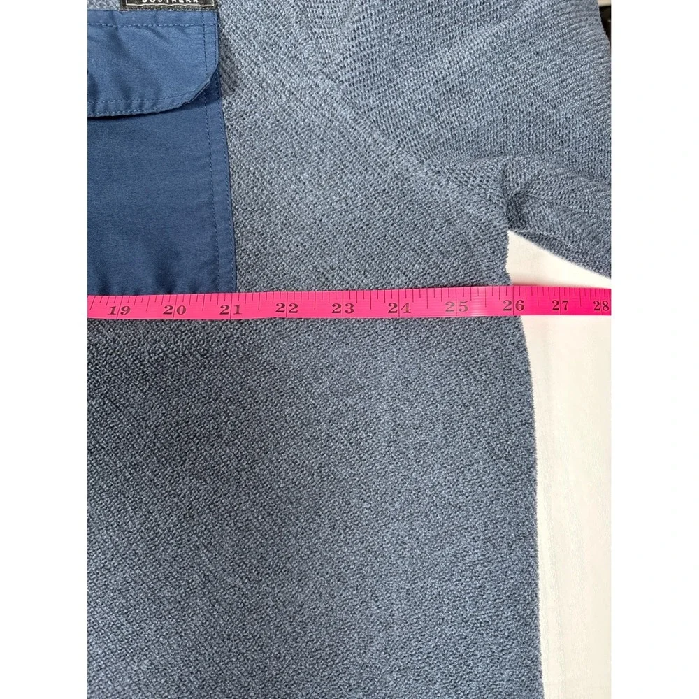 Simply Southern Mens XL Blue Heather Quarter Snap Fleece Pullover Elbow Patches